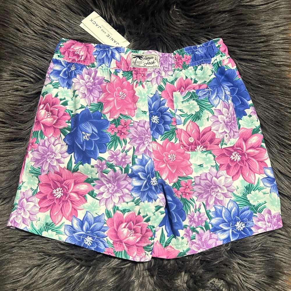 Janie and Jack Floral Kids Shorts Blue and Pink Size 8 - Picture 3 of 4